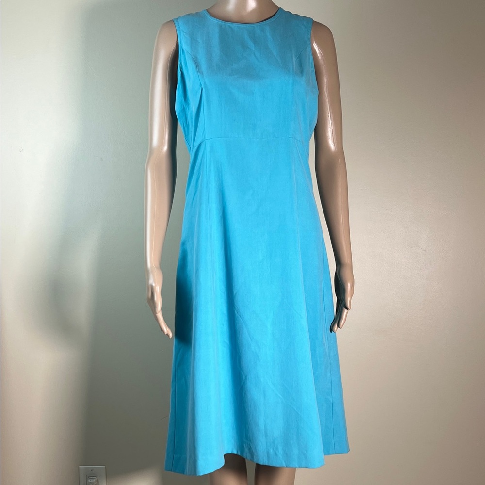 80s Vintage Victoria Holley silk sky blue sleeveless a-line dress 6 petite